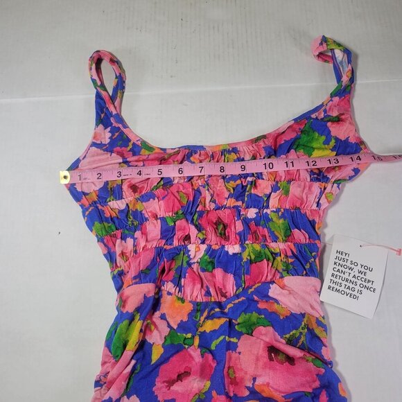 ASOS Design Tropical Floral Print Ruched Tank Swim Coverup Dress Size US 2 - Picture 4 of 9